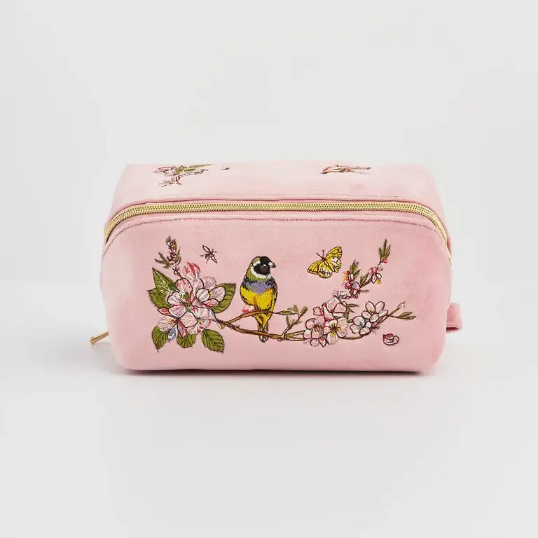Fable England Fable Pink Velvet Love Scatter Embroidered Pouch