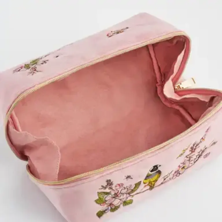 Fable England Fable Pink Velvet Love Scatter Embroidered Pouch
