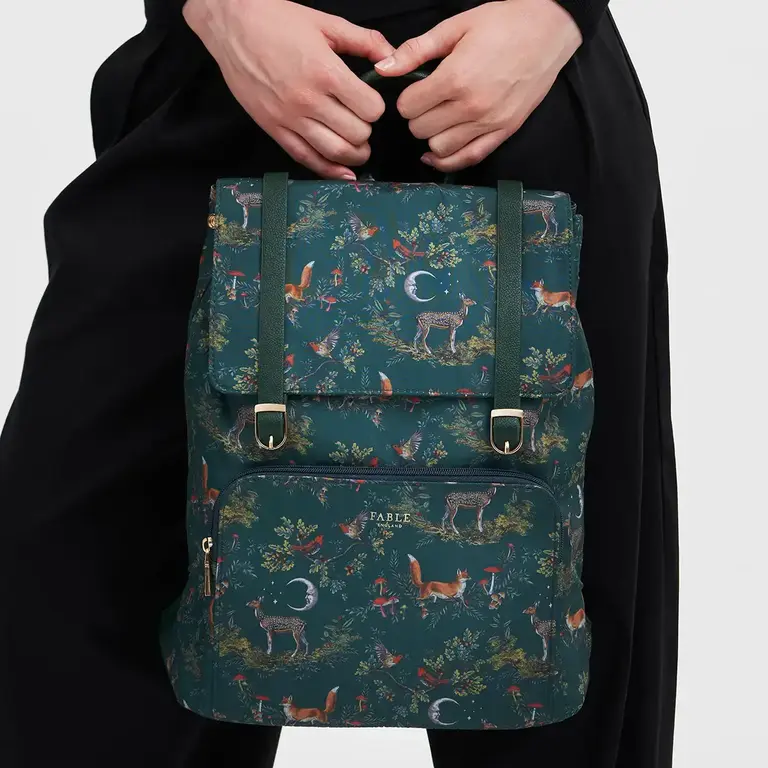 Fable England Fable Into the Woods Green Buckle Medium Backpack