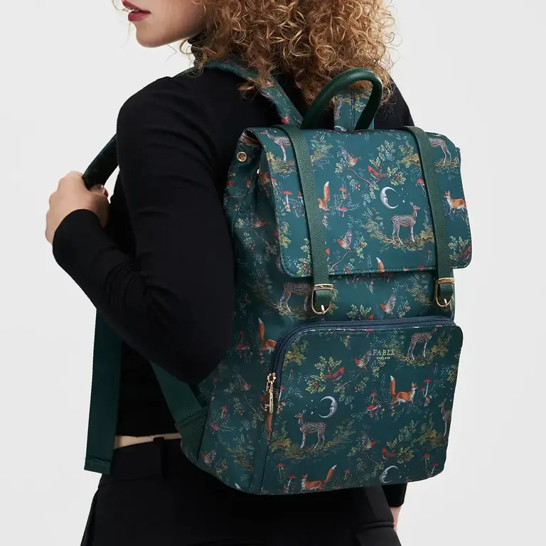 Fable England Fable Into the Woods Green Buckle Medium Backpack