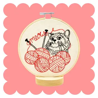 Hook Line & Tinker Hook Line & Tinker Embroidery Kit -Knitting Kitten