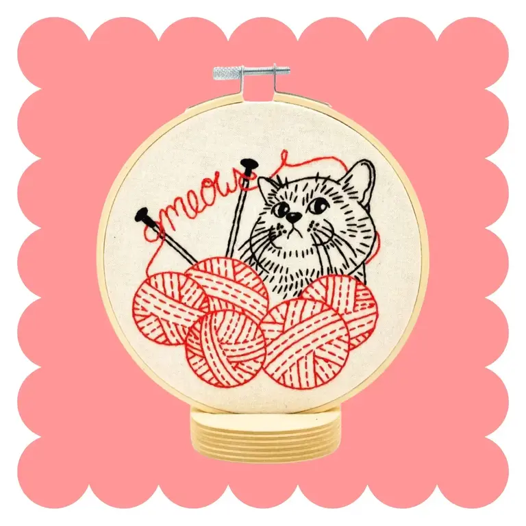 Hook Line & Tinker Hook Line & Tinker Embroidery Kit -Knitting Kitten