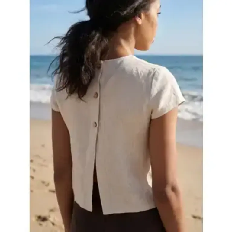 Humanity Designs Humanity Designs Linen Button Back Top