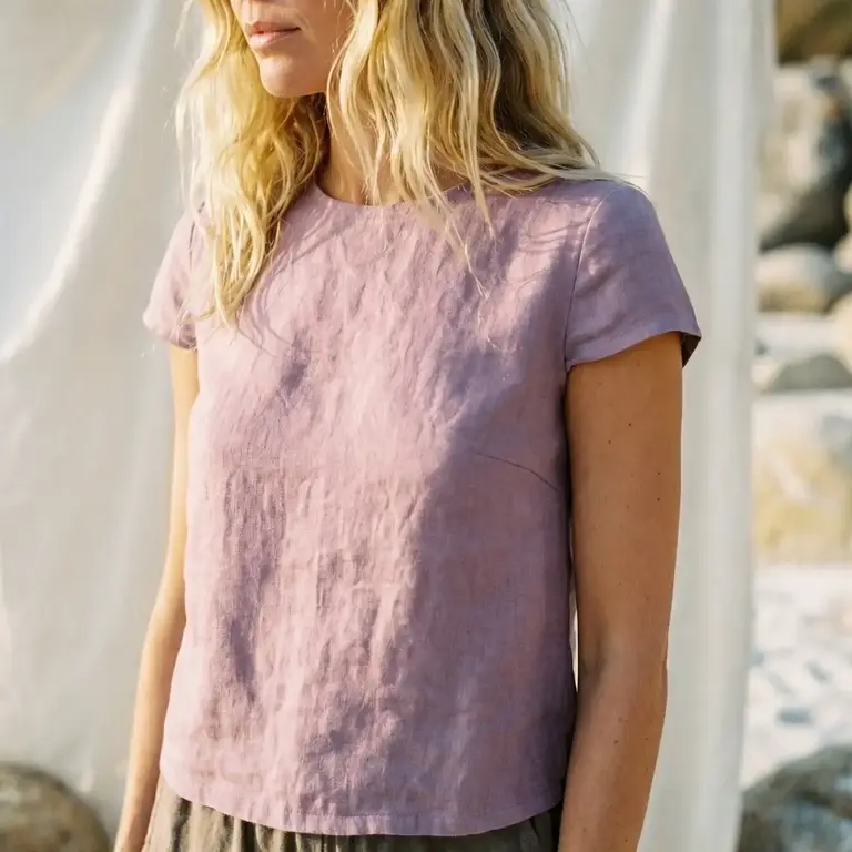 Humanity Designs Humanity Designs Linen Button Back Top
