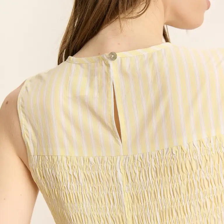 Garance Garance Sleeveless Cotton Smocked Blouse