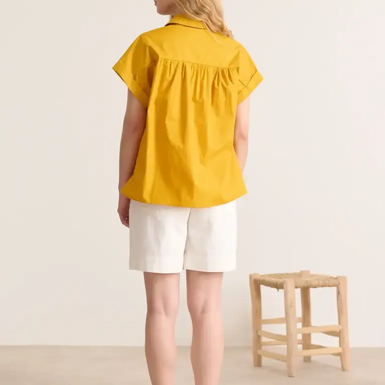Garance Garance Short Sleeve Cotton Blouse Mustard