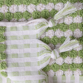 Kalkedon Kalkedon Turkish Cotton Pom Pom Bath Towel Green Kalkedon Kalkedon Turkish Cotton Pom Pom Bath Towel Green