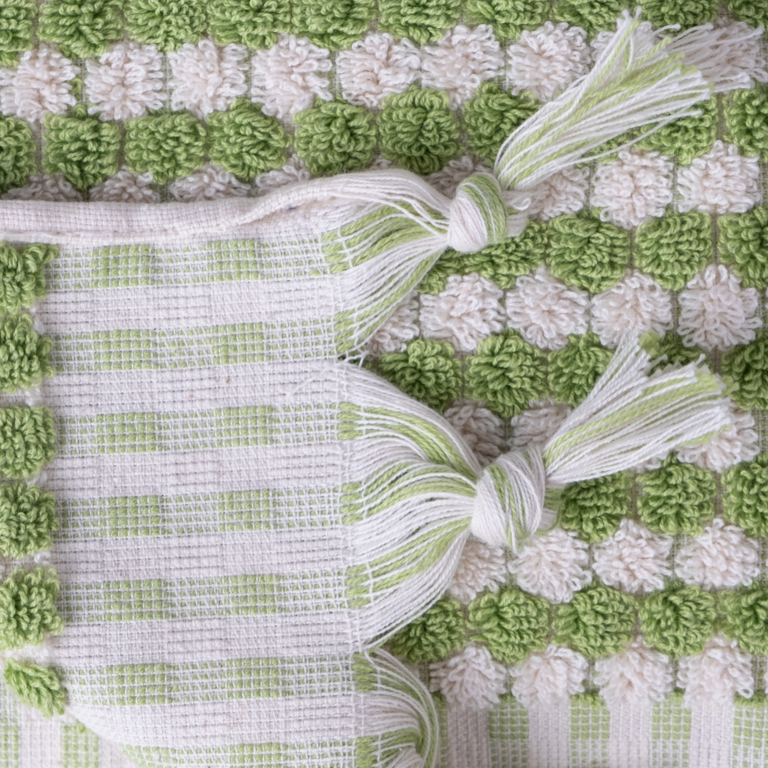 Kalkedon Kalkedon Turkish Cotton Bath Pom Pom Towel Green