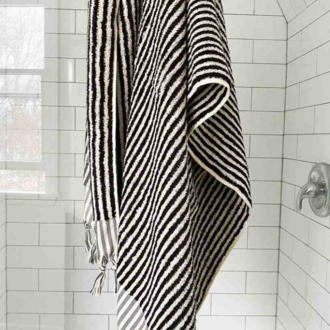 Kalkedon Kalkedon Turkish Cotton Bath Towel Black Stripes Kalkedon Kalkedon Turkish Cotton Bath Towel Black Stripes