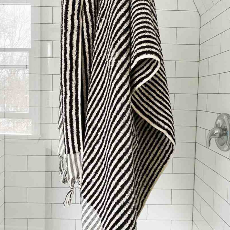 Kalkedon Kalkedon Turkish Cotton Bath Towel Black Stripes