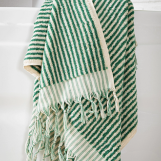 Kalkedon Kalkedon Turkish Cotton Bath Towel Green Stripes Kalkedon Kalkedon Turkish Cotton Bath Towel Green Stripes