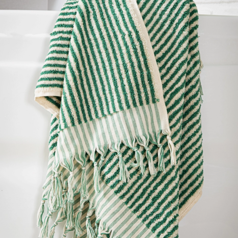 Kalkedon Kalkedon Turkish Cotton Bath Towel Green Stripes