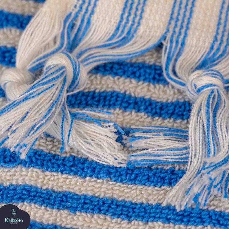 Kalkedon Kalkedon Turkish Cotton Hand Towel Blue Stripes