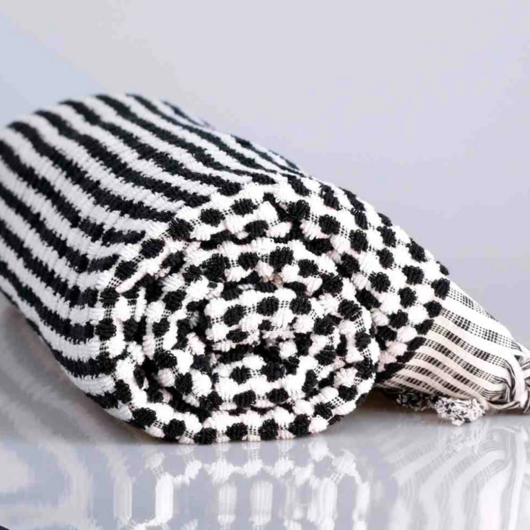 Kalkedon Kalkedon Turkish Cotton Pom Pom Bath Towel Black
