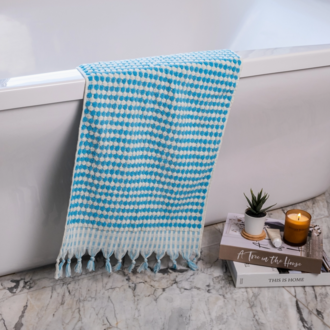 Kalkedon Kalkedon Turkish Cotton Pom Pom Hand Towel Turquoise Kalkedon Kalkedon Turkish Cotton Pom Pom Hand Towel Turquoise