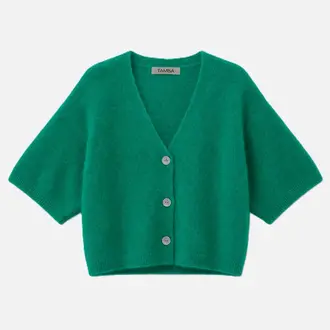 Tamba Tamba Alpaca V-Neck 1/2 Sleeve Cardigan Emerald (O/S)
