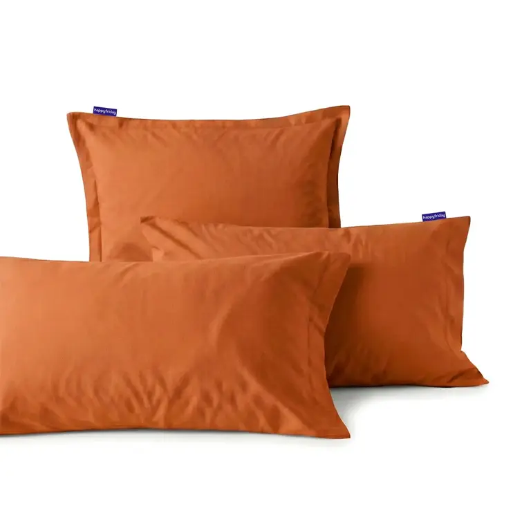 Happy Friday Happy Friday Cotton Pillowcase (50x75cm) S/2 - Terracotta