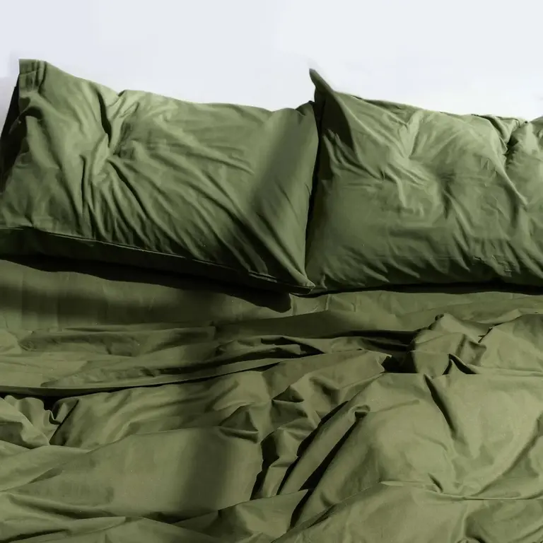 Happy Friday Happy Friday Cotton Pillowcase (50x75cm) S/2 - Olive Green