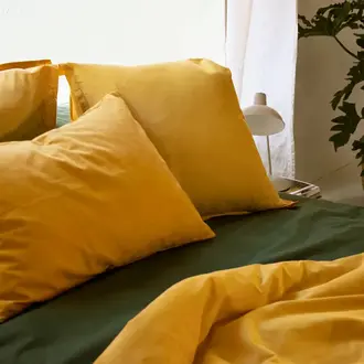 Happy Friday Happy Friday Cotton Pillowcase (50x75cm) S/2 - Mustard