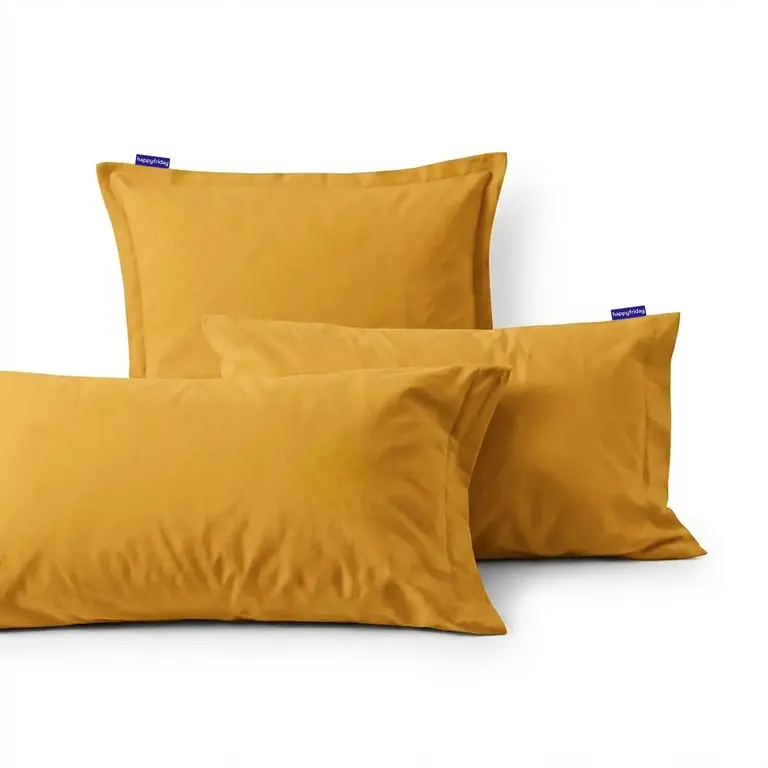 Happy Friday Happy Friday Cotton Pillowcase (50x75cm) S/2 - Mustard
