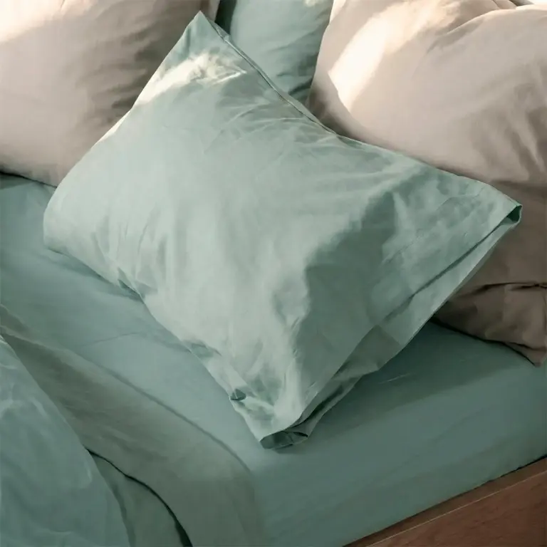 Happy Friday Happy Friday Cotton Pillowcase (50x75cm) S/2 - Mint