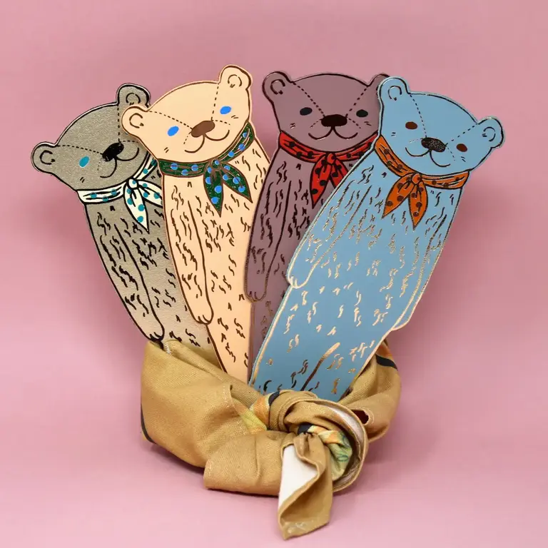 Ark Colour Design Ark Leather Bookmark Gold Bear