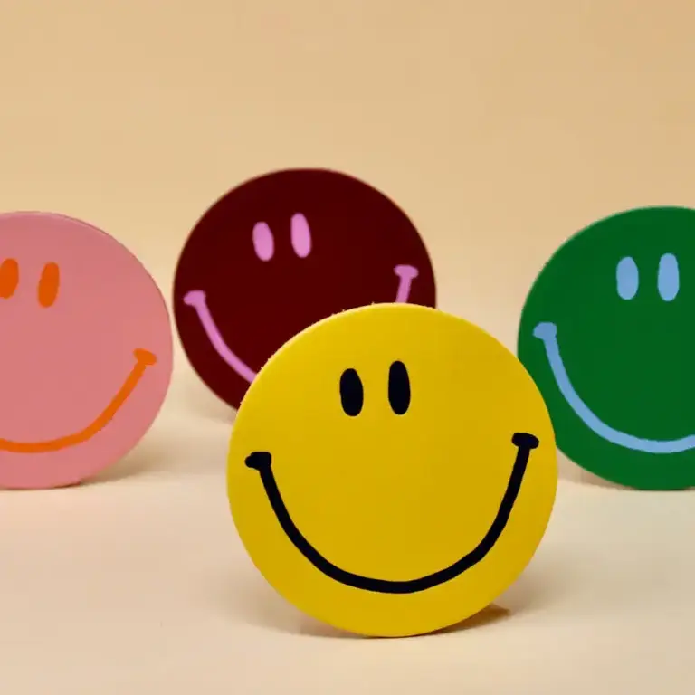 Ark Colour Design Ark Leather Happy Face Coaster S/4