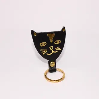 Ark Colour Design Ark Leather Key Fob Black Cat Head