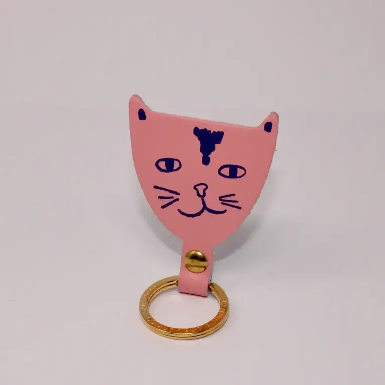 Ark Colour Design Ark Leather Key Fob Pink Cat Head