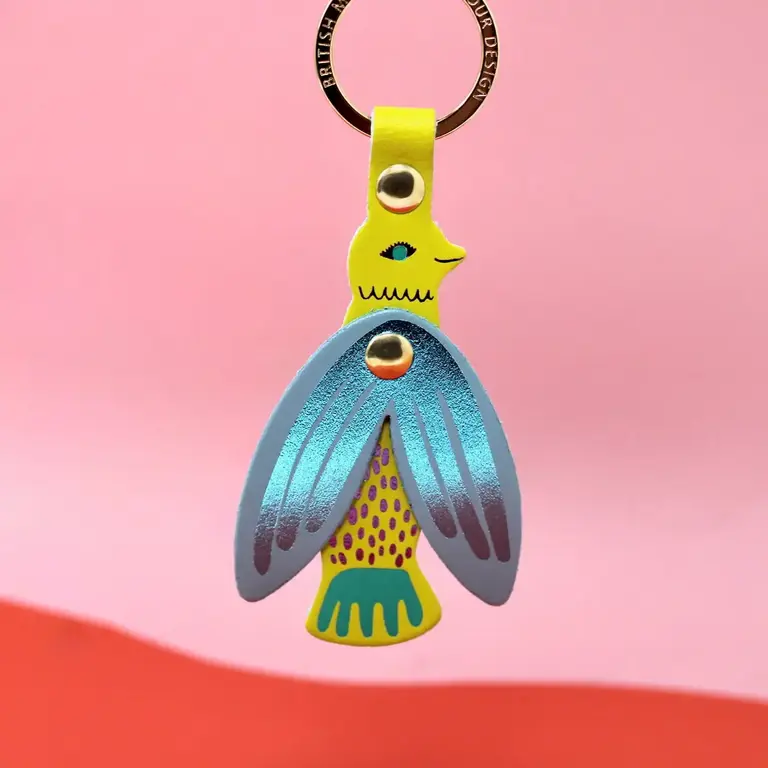Ark Colour Design Ark Leather Key Fob Song Bird Acid Green