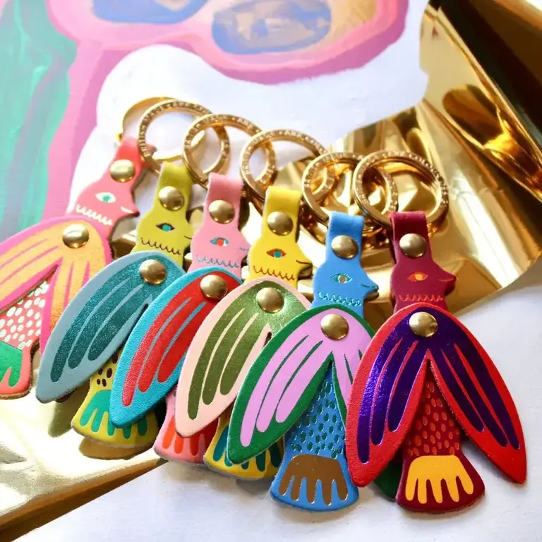 Ark Colour Design Ark Leather Key Fob Song Bird Pink