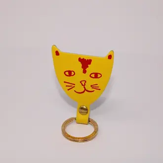 Ark Colour Design Ark Leather Key Fob Yellow Cat Head