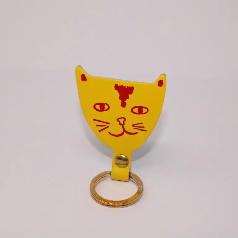 Ark Colour Design Ark Leather Key Fob Yellow Cat Head