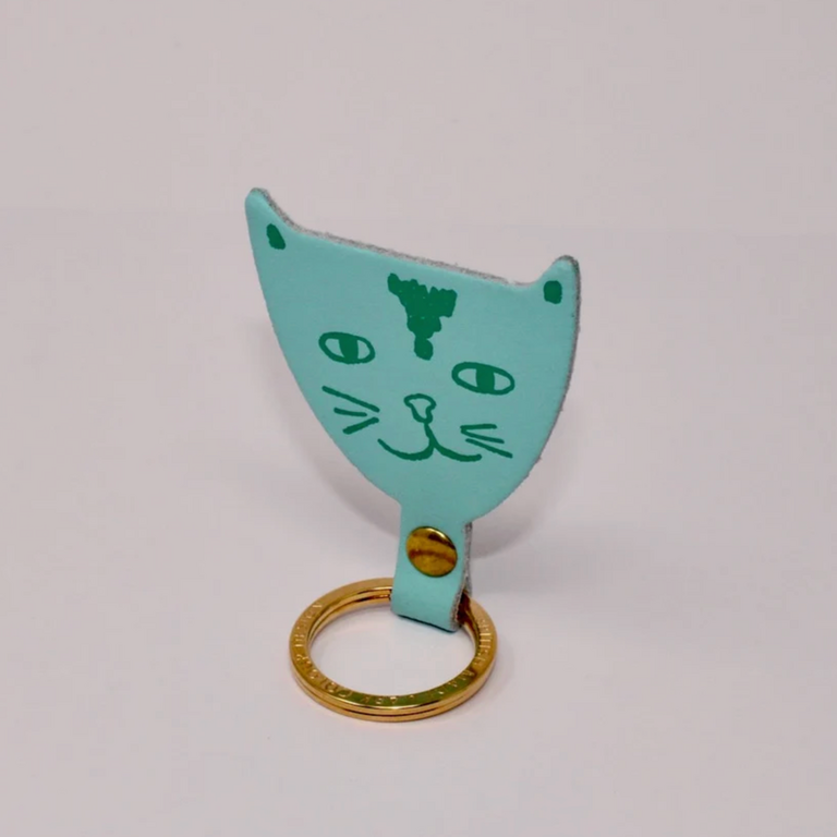 Ark Colour Design Ark Leather Key Fob Blue Cat Head