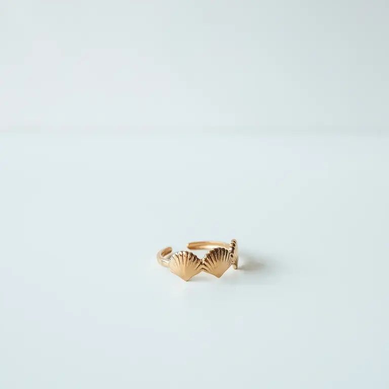 Bali Soul Bali Soul Coastal Shell Ring O/S 18k Plated Gold