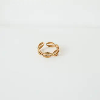 Bali Soul Bali Soul Cowrie Shell Ring O/S 18k Plated Gold