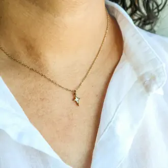 Bali Soul Bali Soul North Star Mother of Pearl Necklace 18k Plated Gold