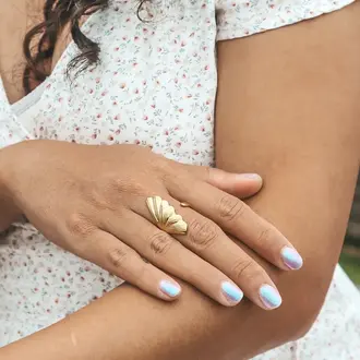 Bali Soul Bali Soul Shell Cuff Ring O/S 18k Plated Gold