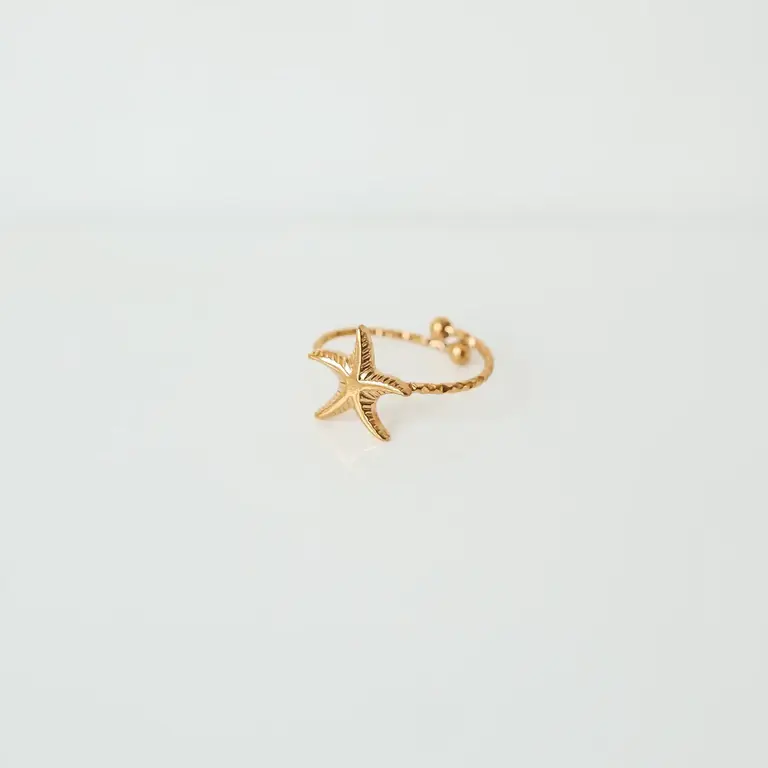 Bali Soul Bali Soul Starfish Ring O/S 18k Plated Gold
