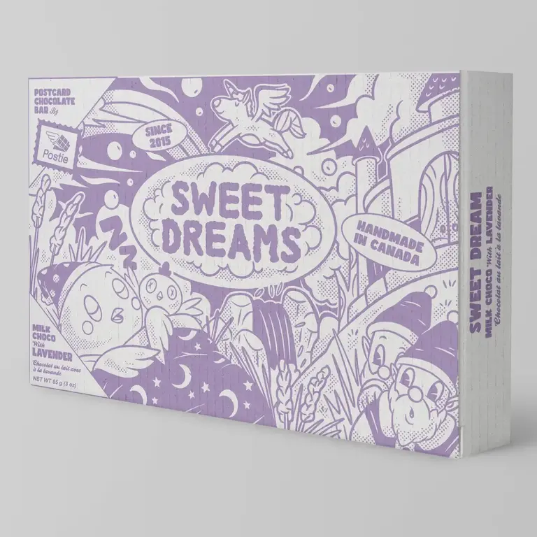 Postie Postie Sweet Dreams Milk Chocolate Lavender Postcard Bar