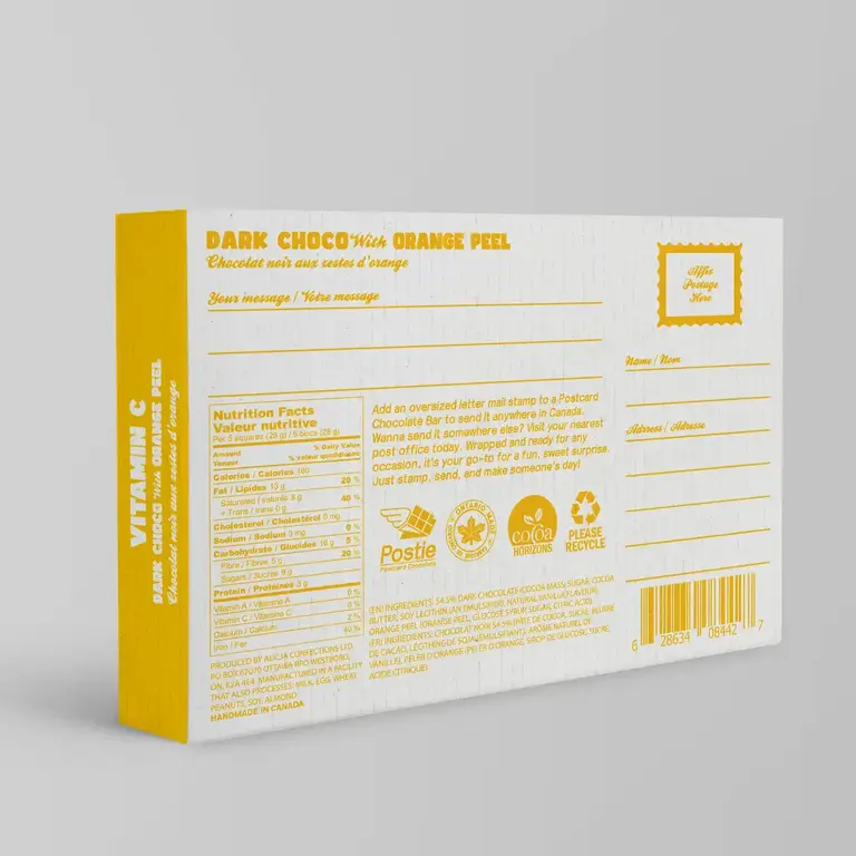 Postie Postie Vitamin C Vegan Dark Chocolate Postcard Bar