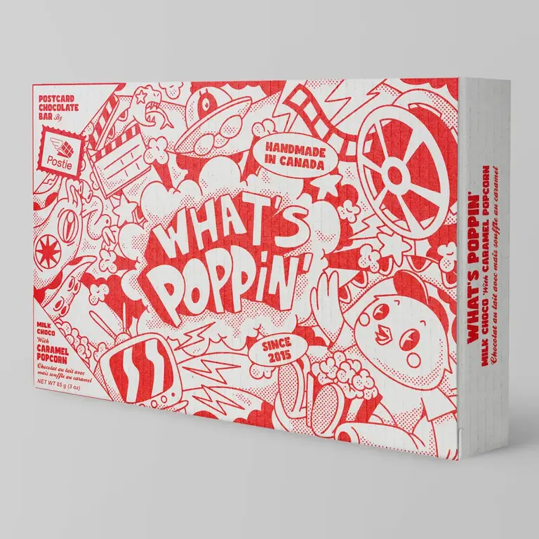 Postie Postie What's Popping' Milk Chocolate Popcorn Postcard Bar