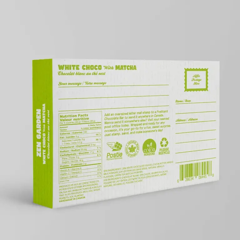 Postie Postie Zen Garden White Chocolate Matcha Postcard Bar