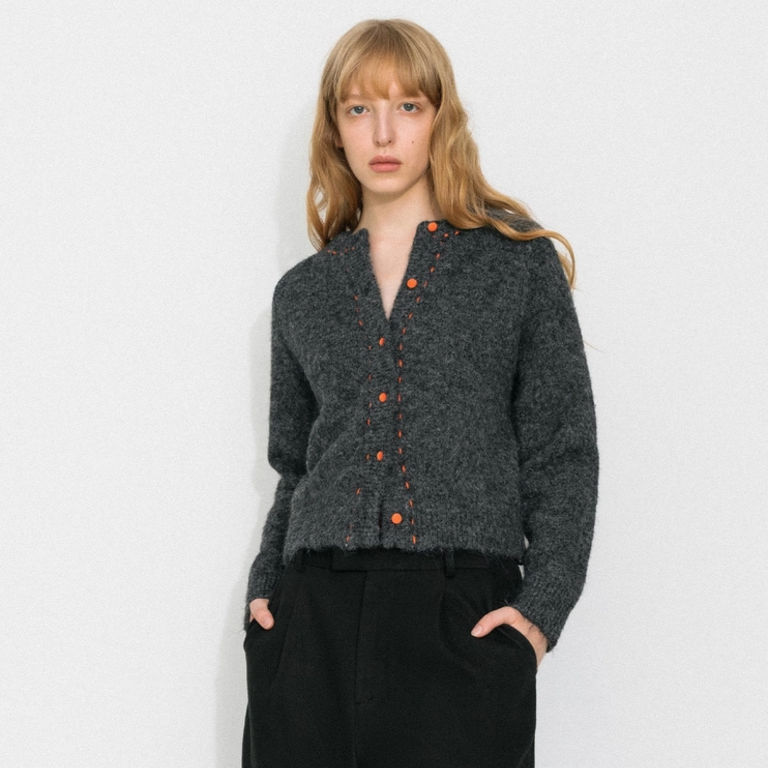 Cubic Cubic Contrast Trim Cardigan Grey