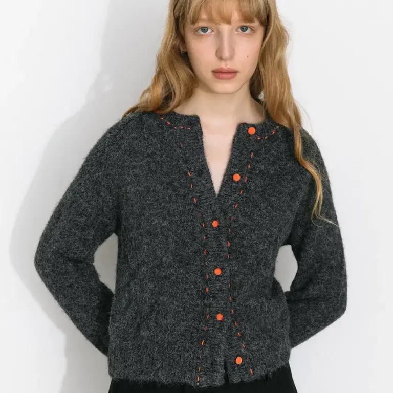 Cubic Cubic Contrast Trim Cardigan Grey