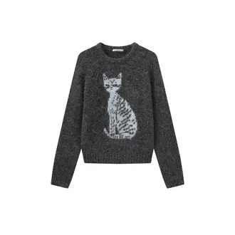 Cubic Cubic Fuzzy Cat Sweater Grey