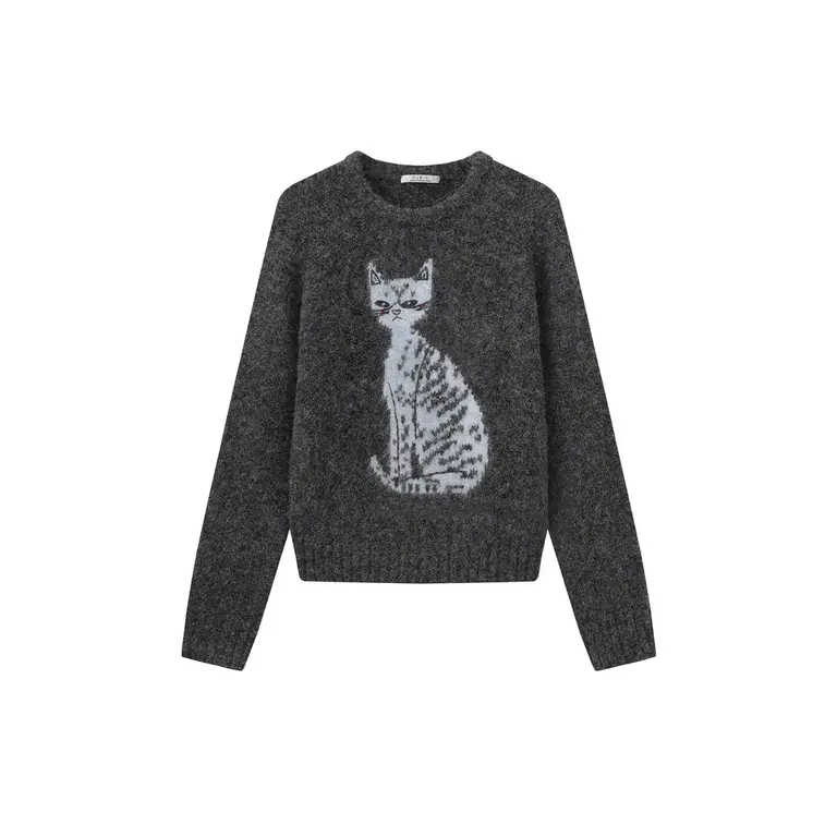 Cubic Cubic Fuzzy Cat Sweater Grey