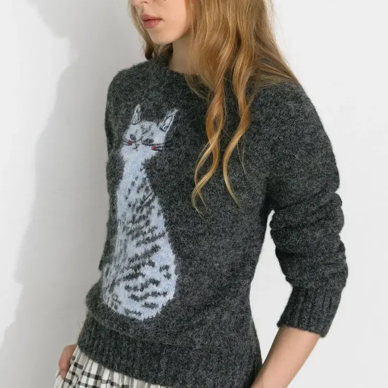 Cubic Cubic Fuzzy Cat Sweater Grey