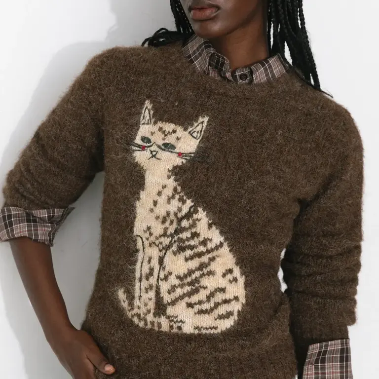 Cubic Cubic Fuzzy Cat Sweater Brown