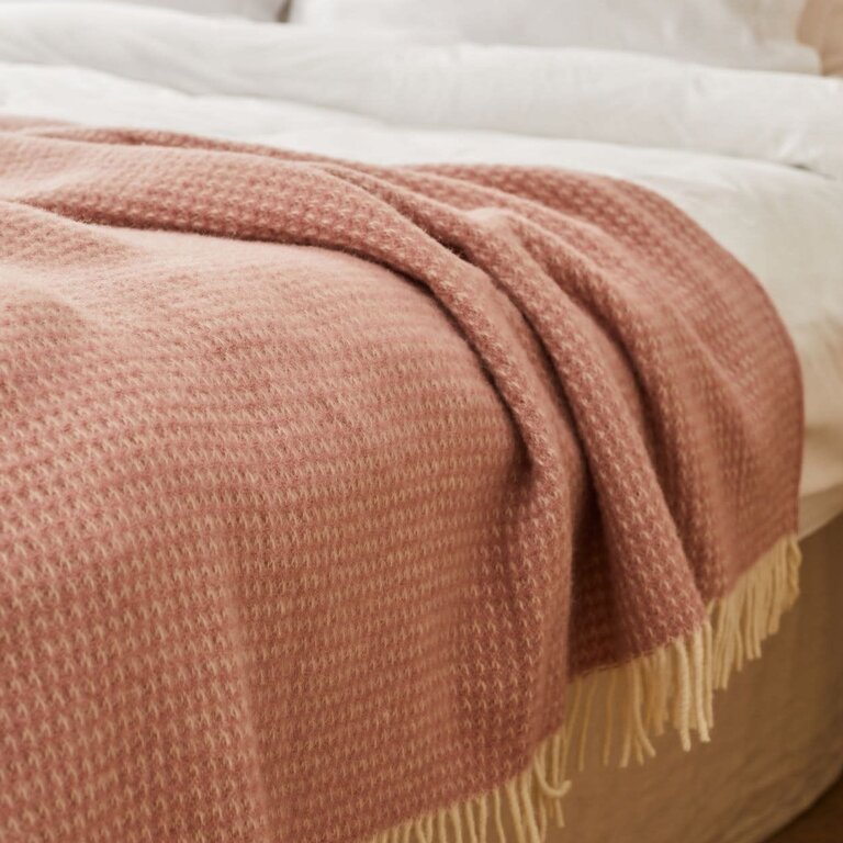 Tweedmill Tweedmill UK Virgin Wool Throw Waffle Dusty Pink XL 140x240cm